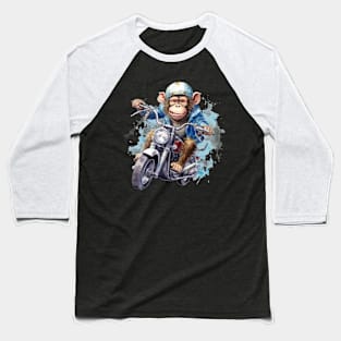 Baby Monkey Riding Motorbike Baseball T-Shirt